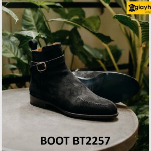Giày da lộn đen boot nam thời trang cao cấp BT2257 0003