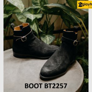 Giày da lộn đen boot nam thời trang cao cấp BT2257 0001