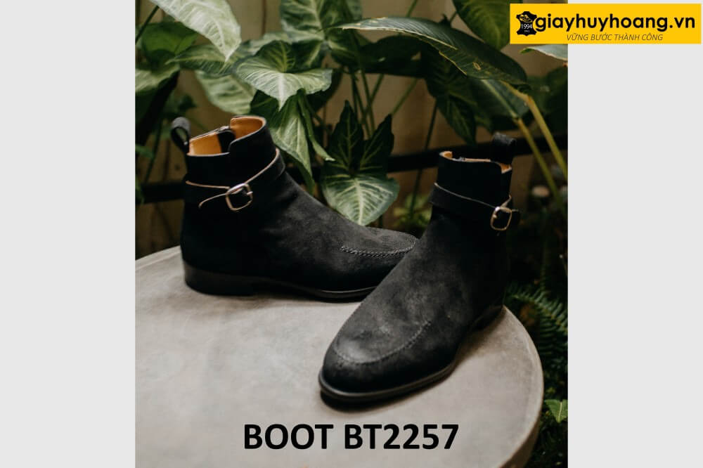 dat-dong-giay-da-nam-thu-cong-boot-bt2257-004 Giày da lộn đen boot nam thời trang cao cấp BT2257 0001