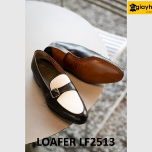 Giày lười nam công sở màu đen phối trắng loafer LF2513 003