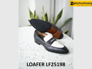 Giày lười nam màu đen phối trắng trẻ trung loafer LF2518 003