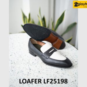 Giày lười nam màu đen phối trắng trẻ trung loafer LF2518 003