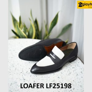 Giày lười nam màu đen phối trắng trẻ trung loafer LF2518 002