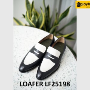 Giày lười nam màu đen phối trắng trẻ trung loafer LF2518 001