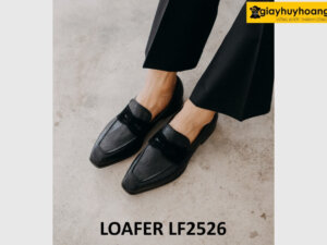 Giày da nam không dây vân kỳ đà cao cấp loafer LF2526 004
