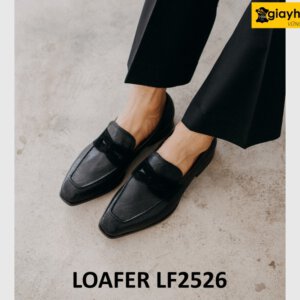 Giày da nam không dây vân kỳ đà cao cấp loafer LF2526 004