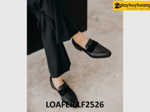 Giày da nam không dây vân kỳ đà cao cấp loafer LF2526 003
