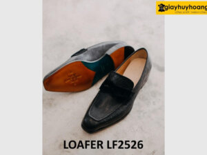 Giày da nam không dây vân kỳ đà cao cấp loafer LF2526 002