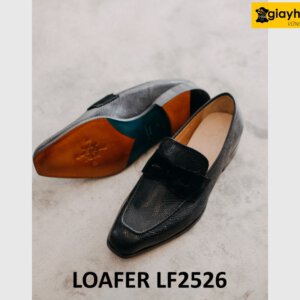 Giày da nam không dây vân kỳ đà cao cấp loafer LF2526 002