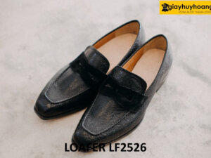 Giày da nam không dây vân kỳ đà cao cấp loafer LF2526 001