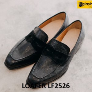 Giày da nam không dây vân kỳ đà cao cấp loafer LF2526 001
