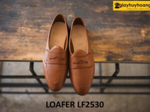 Giày da lười nam dập vân hạt cao cấp loafer LF2530 002