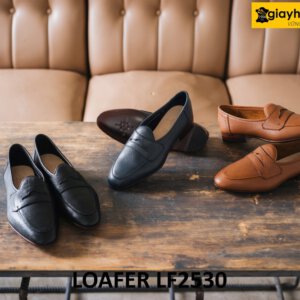 Giày da lười nam dập vân hạt cao cấp loafer LF2530 001