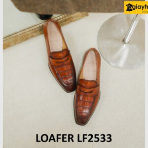 Giày lười nam phối da cá sấu cao cấp loafer LF2533 004