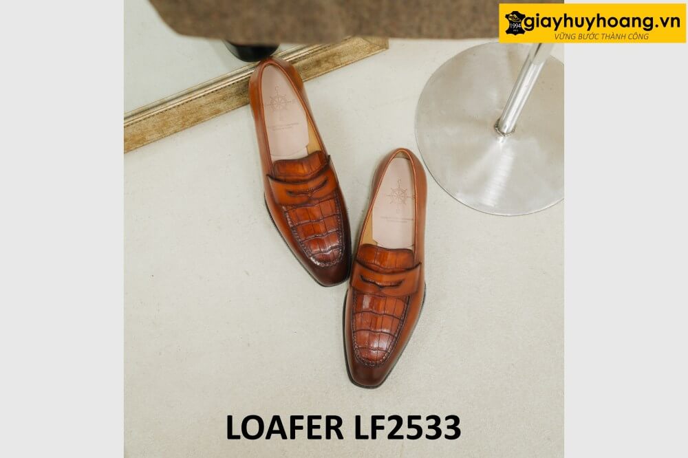 dat-dong-giay-da-nam-thu-cong-loafer-lf2533-002 Giày lười nam phối da cá sấu cao cấp loafer LF2533 004
