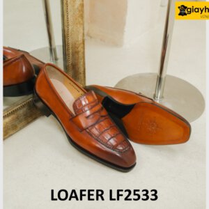 Giày lười nam phối da cá sấu cao cấp loafer LF2533 003