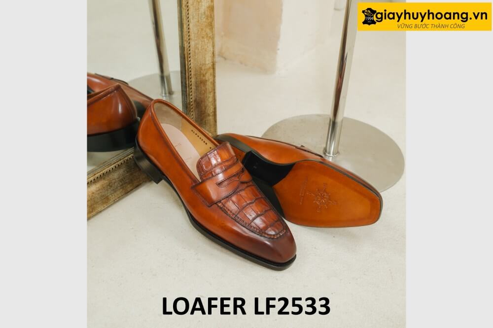 dat-dong-giay-da-nam-thu-cong-loafer-lf2533-003 Giày lười nam phối da cá sấu cao cấp loafer LF2533 003