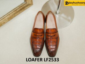 Giày lười nam phối da cá sấu cao cấp loafer LF2533 002