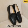 Giày lười nam màu đen phối da cá sấu loafer LF2534 001