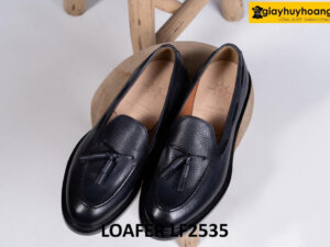 Giày lười nam mũi tròn có chuông da dập vân Loafer LF2535 001