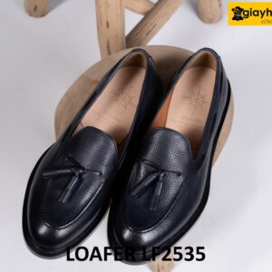 Giày lười nam mũi tròn có chuông da dập vân Loafer LF2535 001