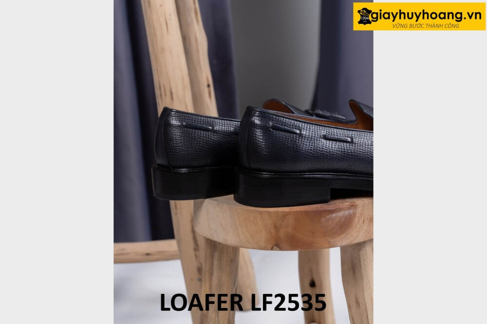 dat-dong-giay-da-nam-thu-cong-loafer-lf2535-003 Giày lười nam mũi tròn có chuông da dập vân Loafer LF2535 003