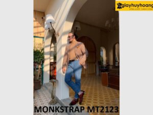 Giày da nam một khóa đỏ đô cá tính Monkstrap MT2123 005