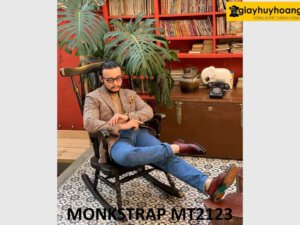 Giày da nam một khóa đỏ đô cá tính Monkstrap MT2123 004