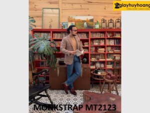 Giày da nam một khóa đỏ đô cá tính Monkstrap MT2123 003