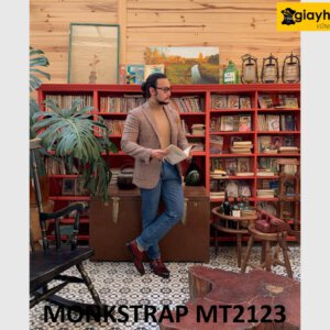 Giày da nam một khóa đỏ đô cá tính Monkstrap MT2123 003