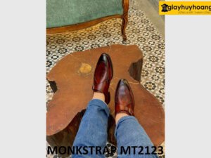 Giày da nam một khóa đỏ đô cá tính Monkstrap MT2123 001