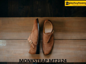Giày da lộn màu bò 1 khóa cao cấp Monkstrap MT2124 001