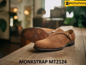 Giày da lộn màu bò 1 khóa cao cấp Monkstrap MT2124 004