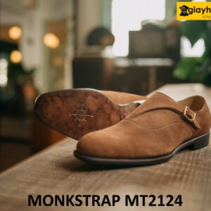 Giày da lộn màu bò 1 khóa cao cấp Monkstrap MT2124 004