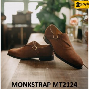 Giày da lộn màu bò 1 khóa cao cấp Monkstrap MT2124 003