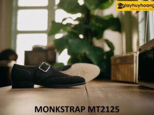 Giày lười da lộn màu đen đế da bò Monkstrap MT2125 004
