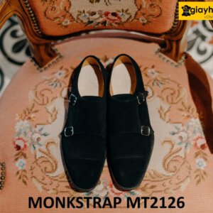 Giày lười da lộn nam màu đen Monkstrap MT2126 001