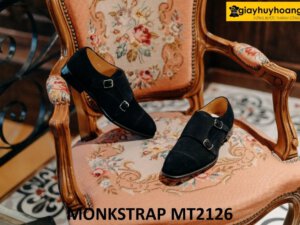 Giày lười da lộn nam màu đen Monkstrap MT2126 004