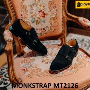 Giày lười da lộn nam màu đen Monkstrap MT2126 004