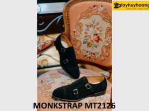Giày lười da lộn nam màu đen Monkstrap MT2126 003