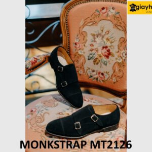 Giày lười da lộn nam màu đen Monkstrap MT2126 003