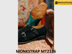 Giày lười da lộn nam màu đen Monkstrap MT2126 002