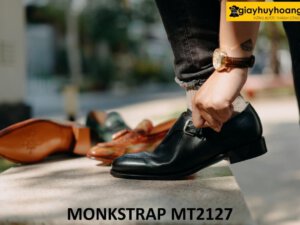 Giày da nam một khóa phối quần jeans kaki Monkstrap MT2127 001
