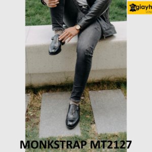 Giày da nam một khóa phối quần jeans kaki Monkstrap MT2127 005