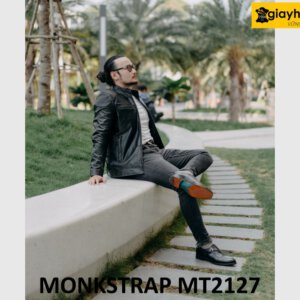 Giày da nam một khóa phối quần jeans kaki Monkstrap MT2127 003