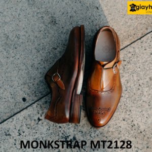 Giày da nam mũi tròn đục lỗ họa tiết Monkstrap MT2128 004