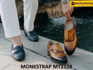 Giày da nam mũi tròn đục lỗ họa tiết Monkstrap MT2128 003