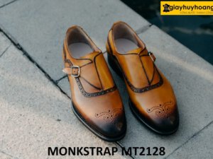 Giày da nam mũi tròn đục lỗ họa tiết Monkstrap MT2128 001