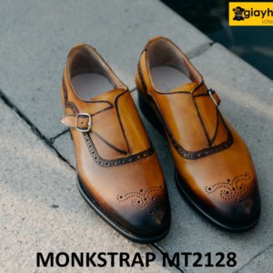 Giày da nam mũi tròn đục lỗ họa tiết Monkstrap MT2128 001