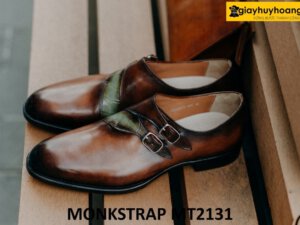 Giày không dây nam màu da bê thủ công Monkstrap MT2131 001